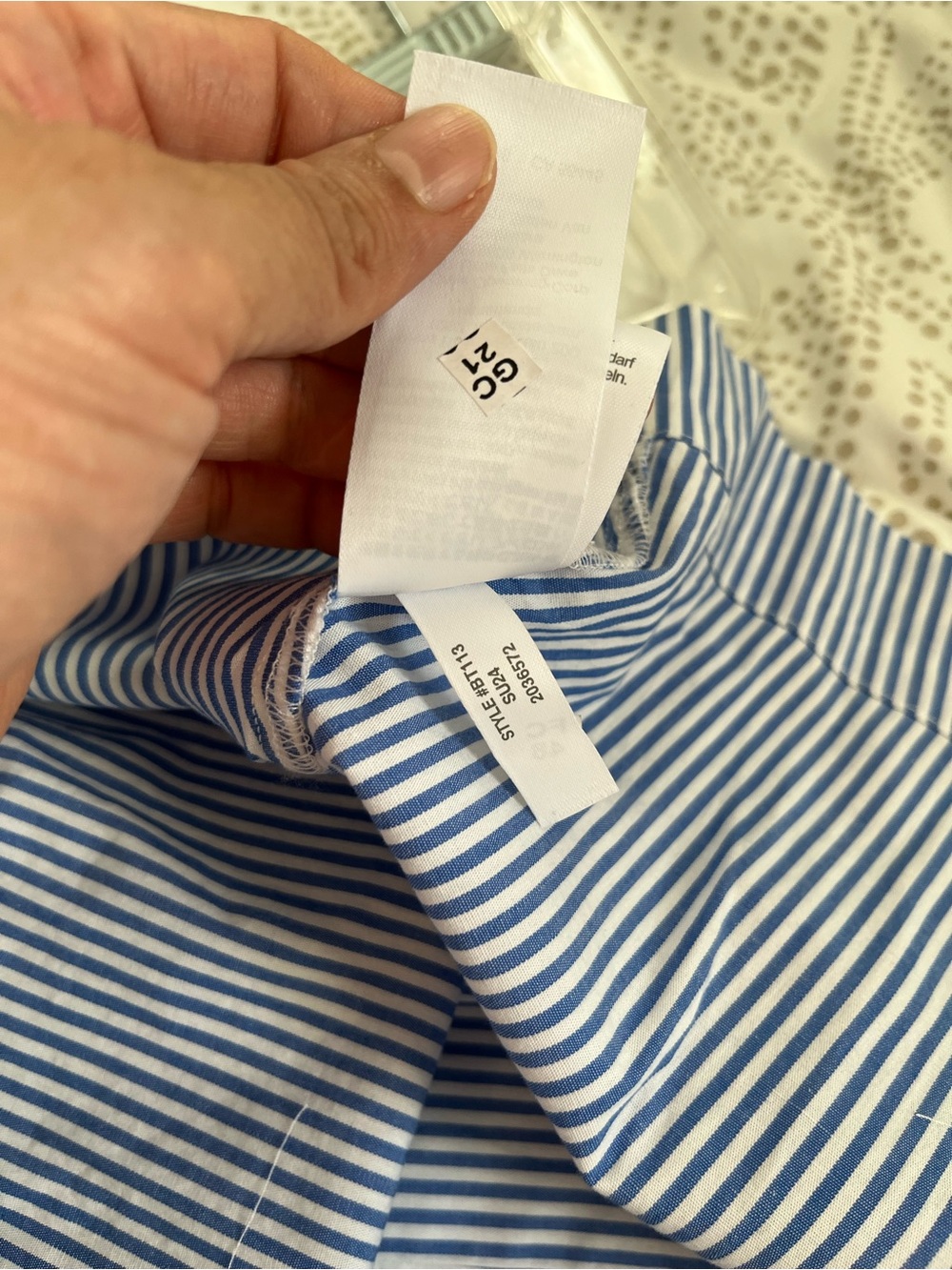 J. Crew Blue and White Striped Puff-Sleeve Shirt Dress with Drawstring - Picture 11 of 11